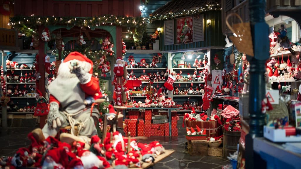 Shop with lots of Christmas decorations