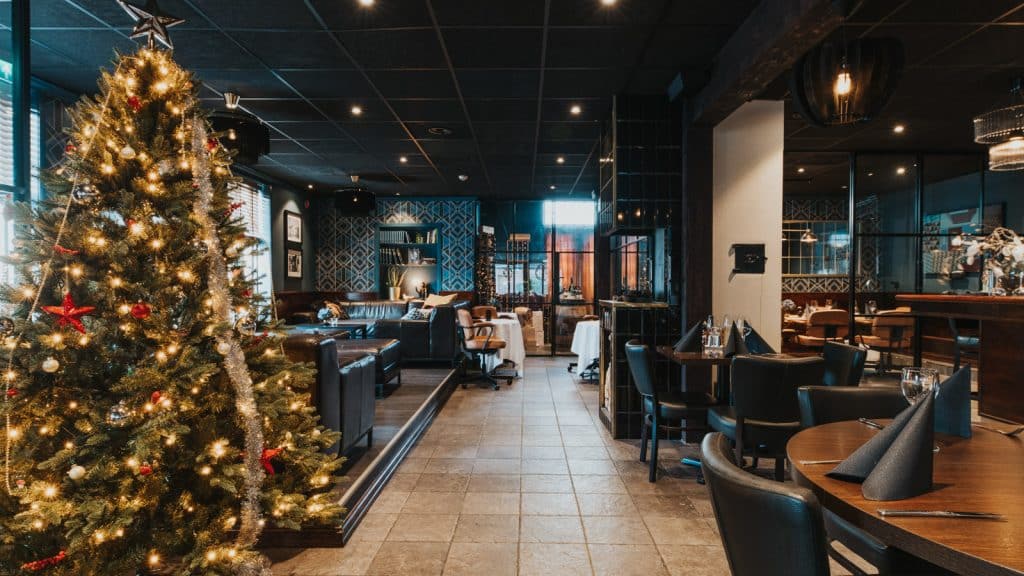 Christmas tree and restaurant