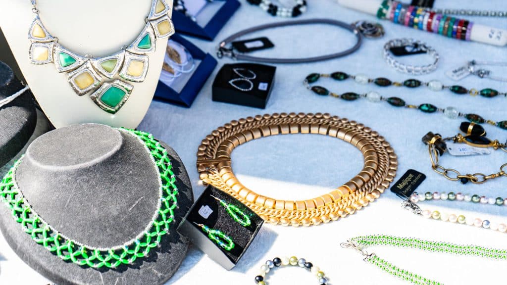 Jewellery for sale on a stall