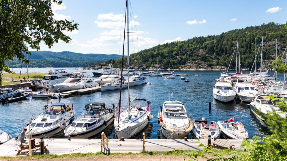 En havn med båter en sommerdag